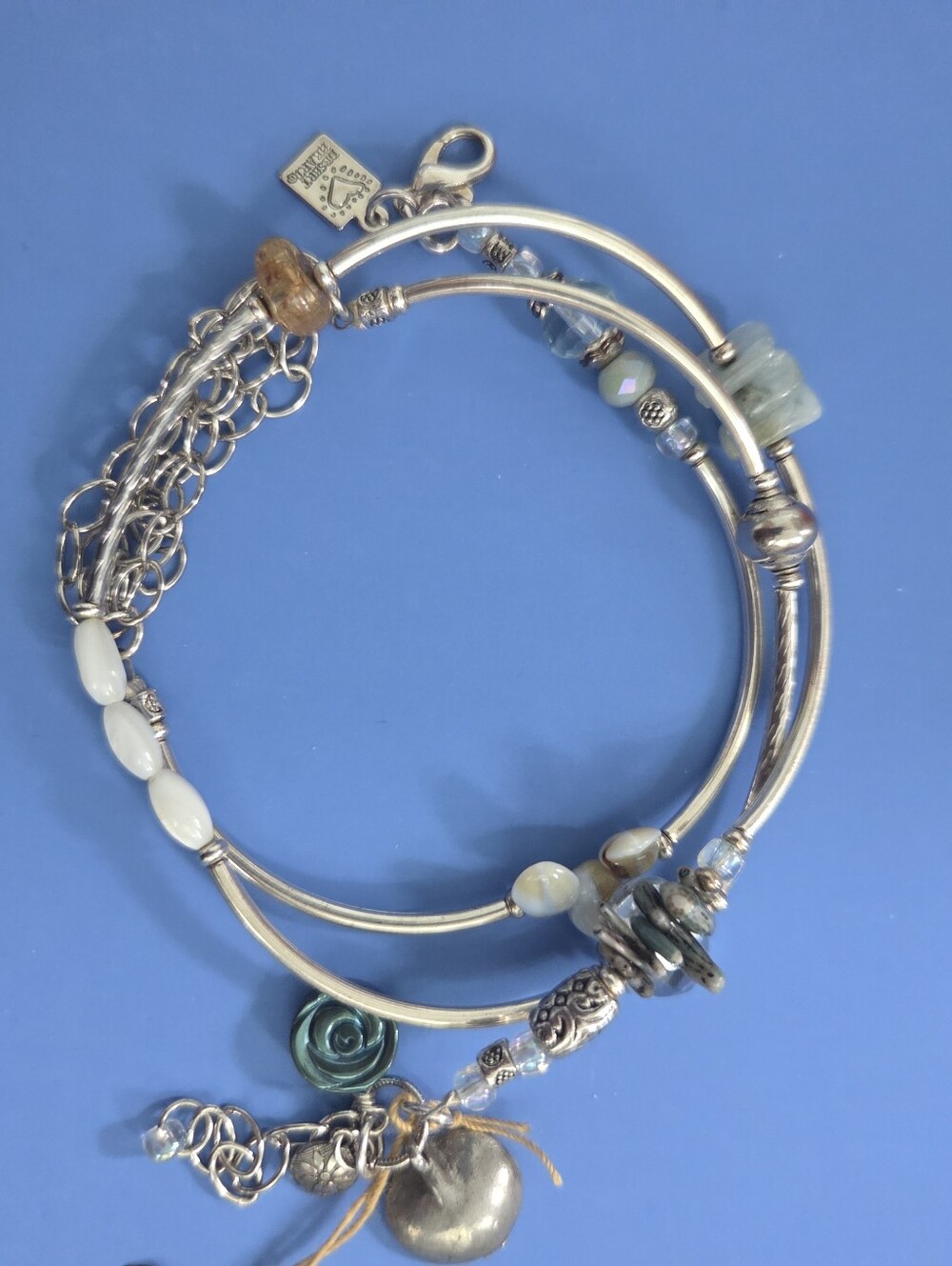 Desert Heart Triple Wrap Bracelet With Various Natural Stones &Crystals NWT